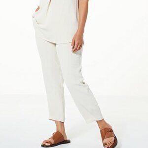 Everyday Jones Madeline Jones Drapey Texture Pants Pull On Flax Cream XS
